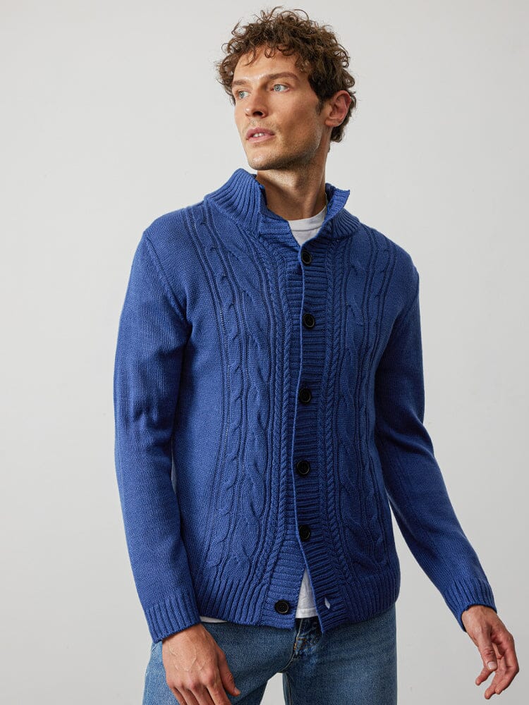 Stand Collar Knitted Cardigan Sweater - Image 11