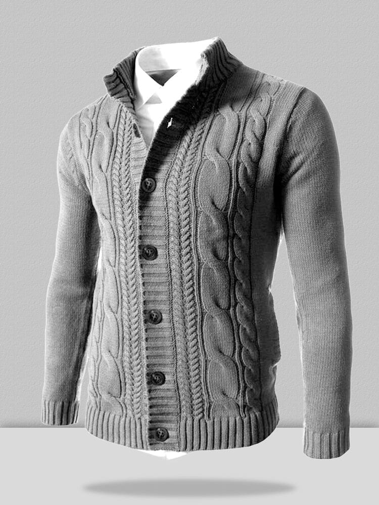 Stand Collar Knitted Cardigan Sweater - Image 8