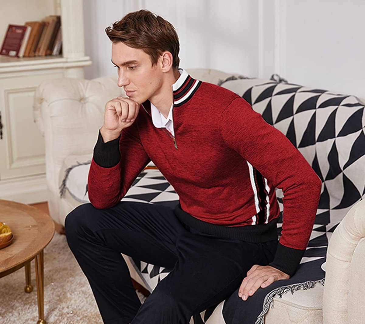 Striped Collar Pullover Sweater (US Only) - Image 11