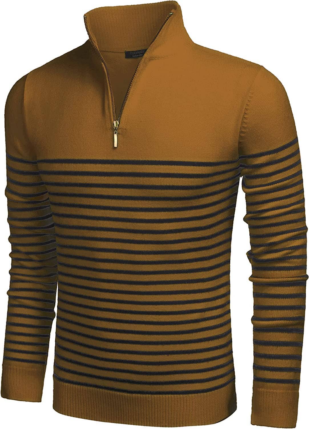 Striped Zip Up Mock Neck Pullover Sweaters (US Only) - Image 11