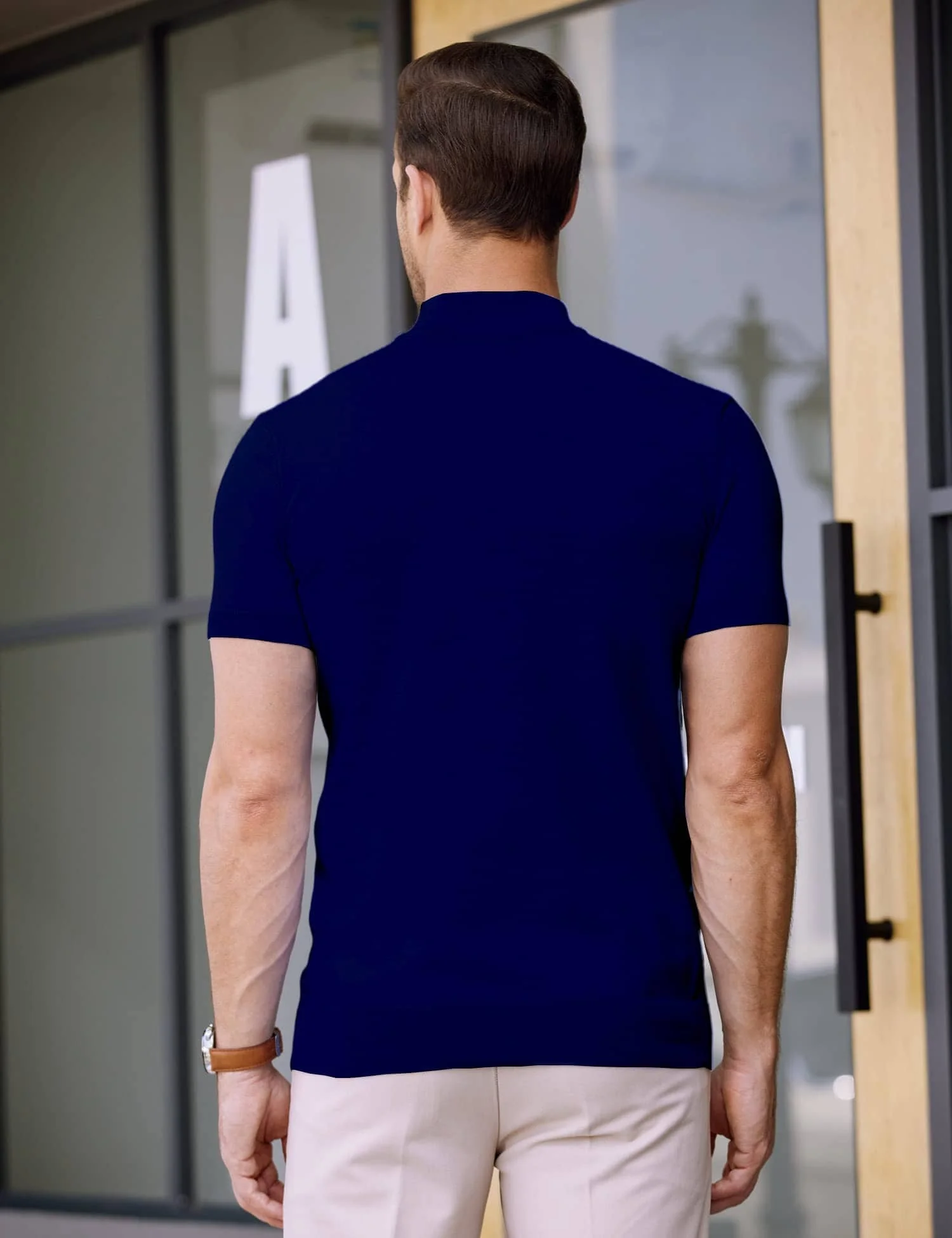 (Us Only)  Turtleneck Basic Slim Fit Knitted Short Sleeve Sweater - Image 17