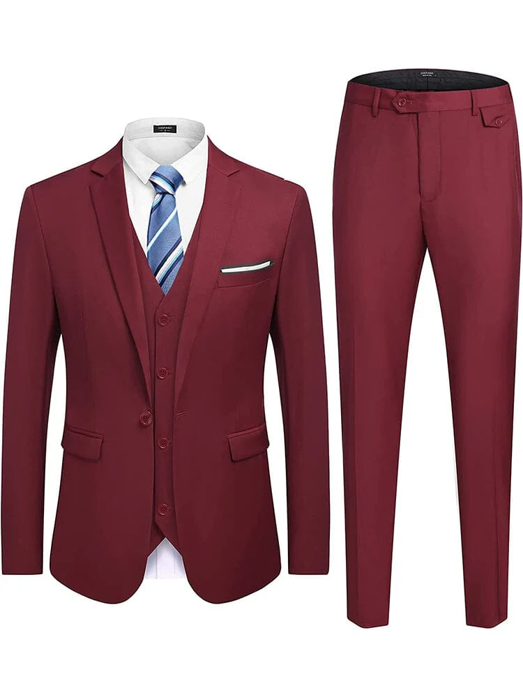 Wedding Formal Prom 3 Piece Slim Fit Tuxedo Suit Set (US Only) - Image 3