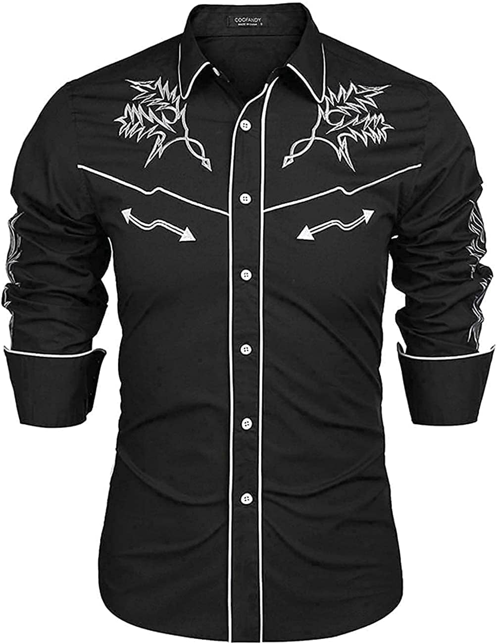 Western Cowboy Embroidered Button Down Cotton Shirt (US Only) - Image 11