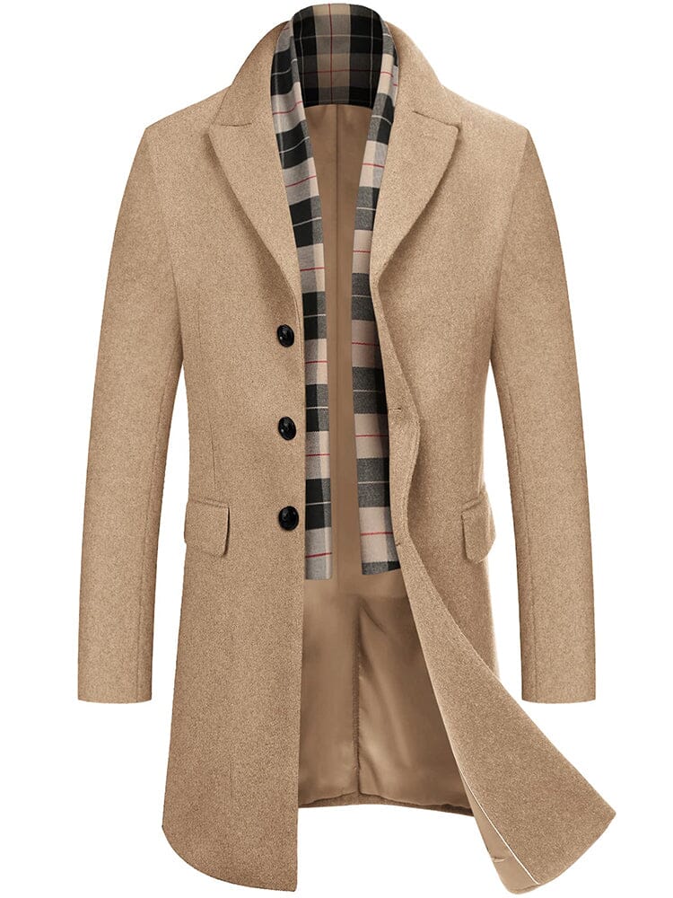 Wool Blend Coat with Detachable Plaid Scarf (US Only) - Image 10