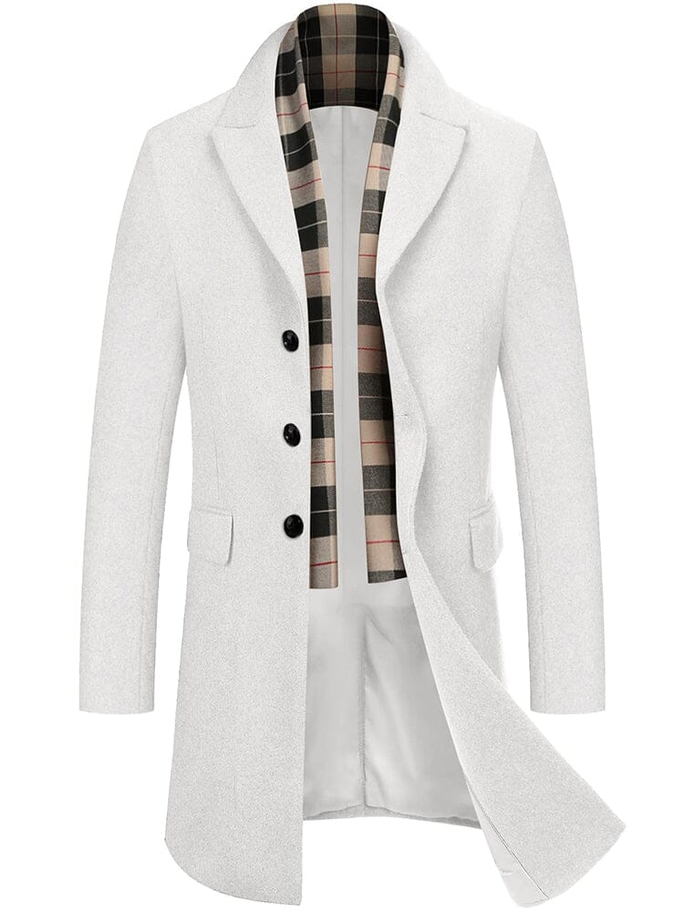 Wool Blend Coat with Detachable Plaid Scarf (US Only) - Image 12