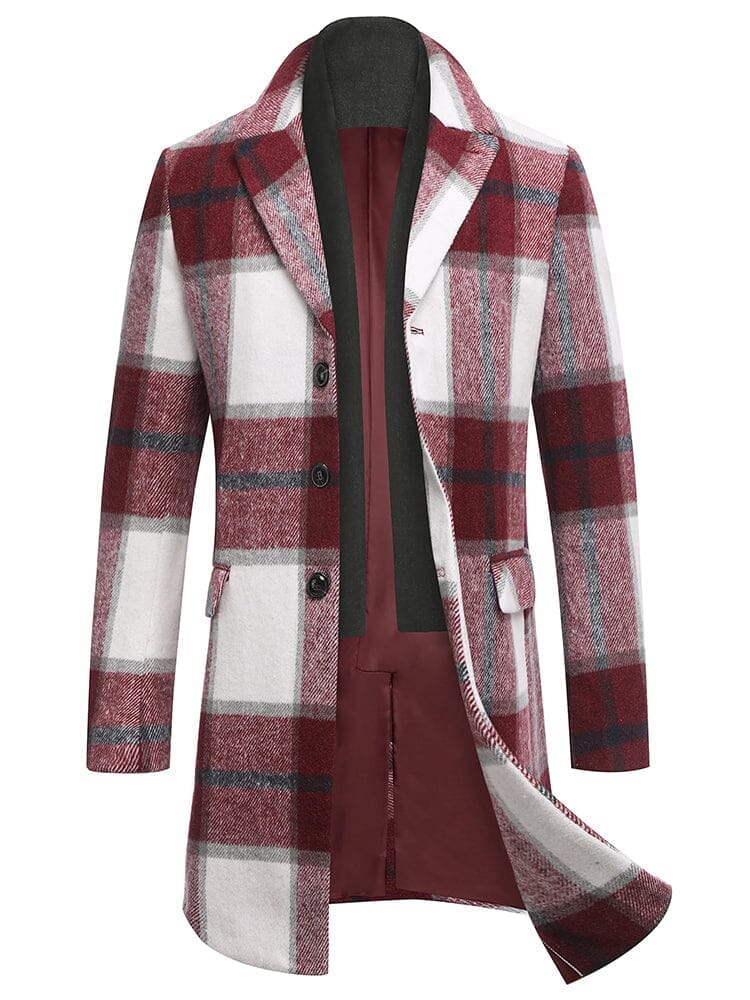 Wool Blend Coat with Detachable Plaid Scarf (US Only) - Image 13
