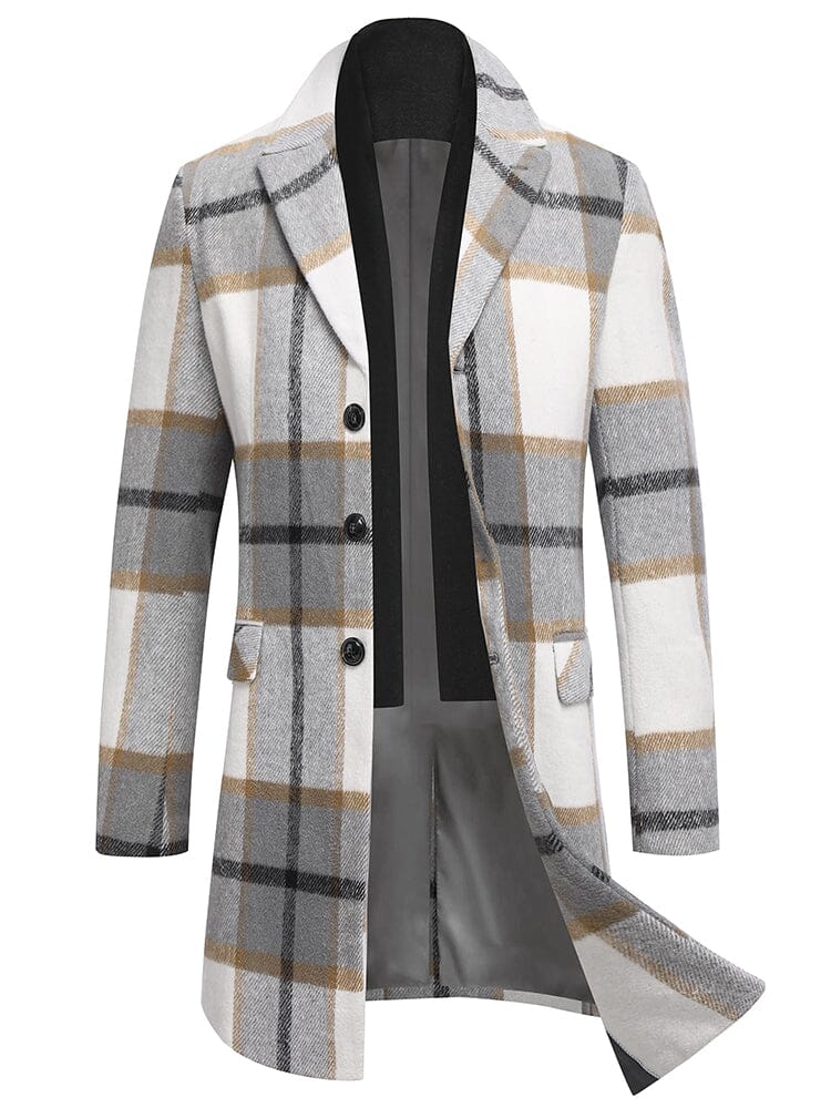 Wool Blend Coat with Detachable Plaid Scarf (US Only) - Image 14