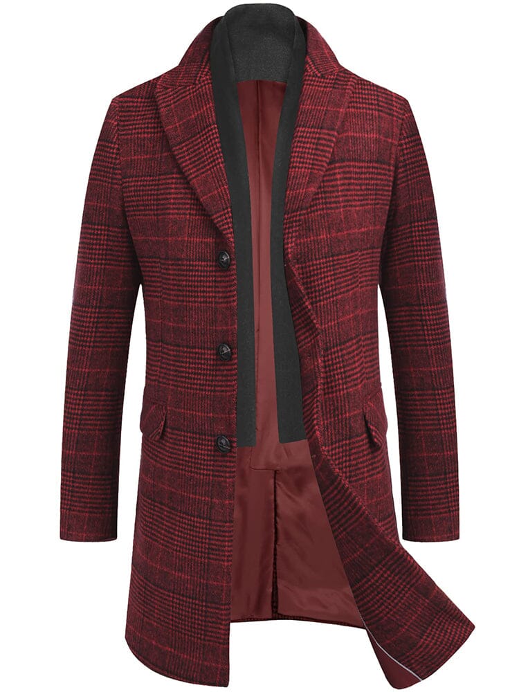 Wool Blend Coat with Detachable Plaid Scarf (US Only) - Image 15