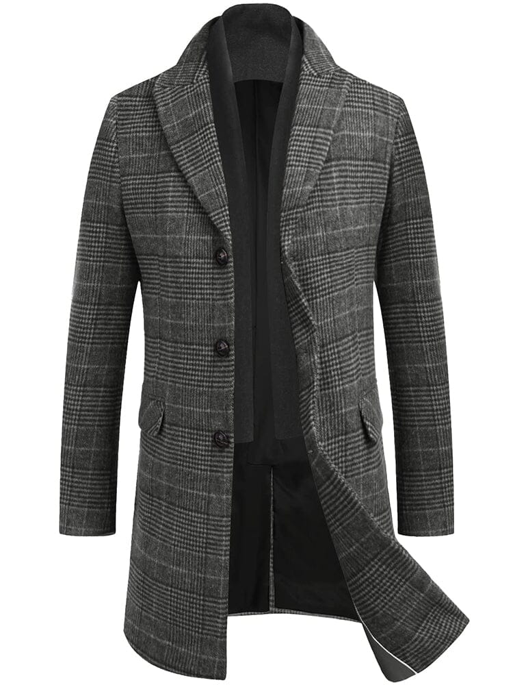 Wool Blend Coat with Detachable Plaid Scarf (US Only) - Image 16