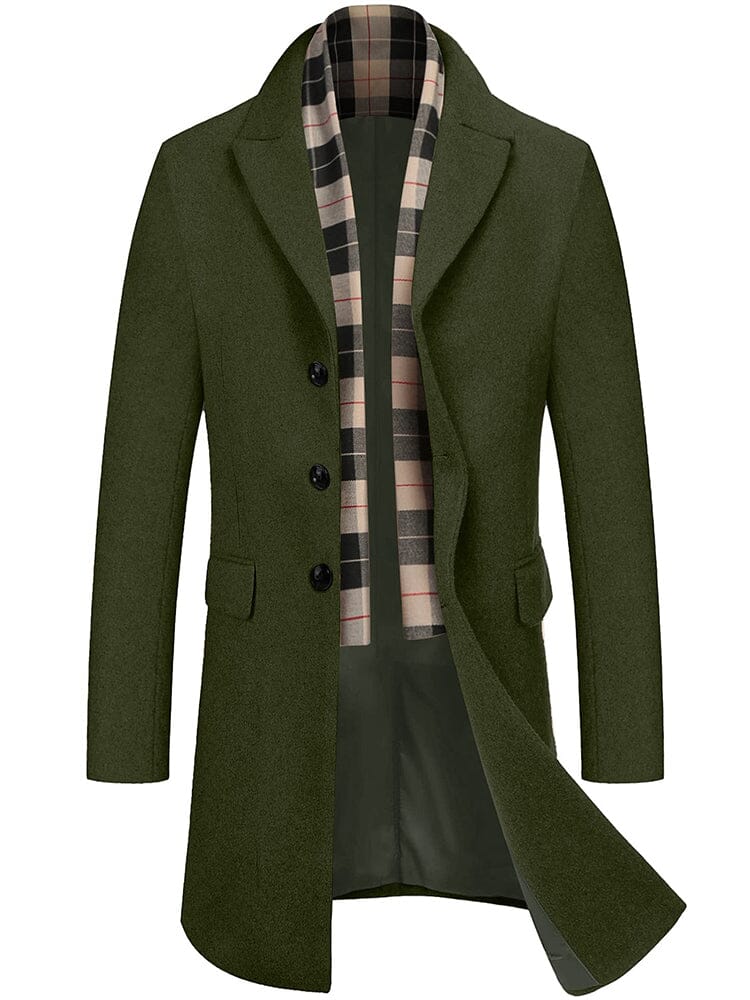 Wool Blend Coat with Detachable Plaid Scarf (US Only) - Image 5