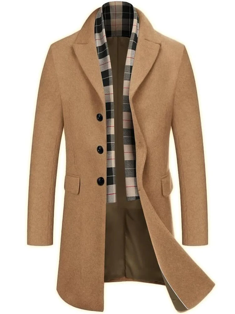 Wool Blend Coat with Detachable Plaid Scarf (US Only) - Image 6