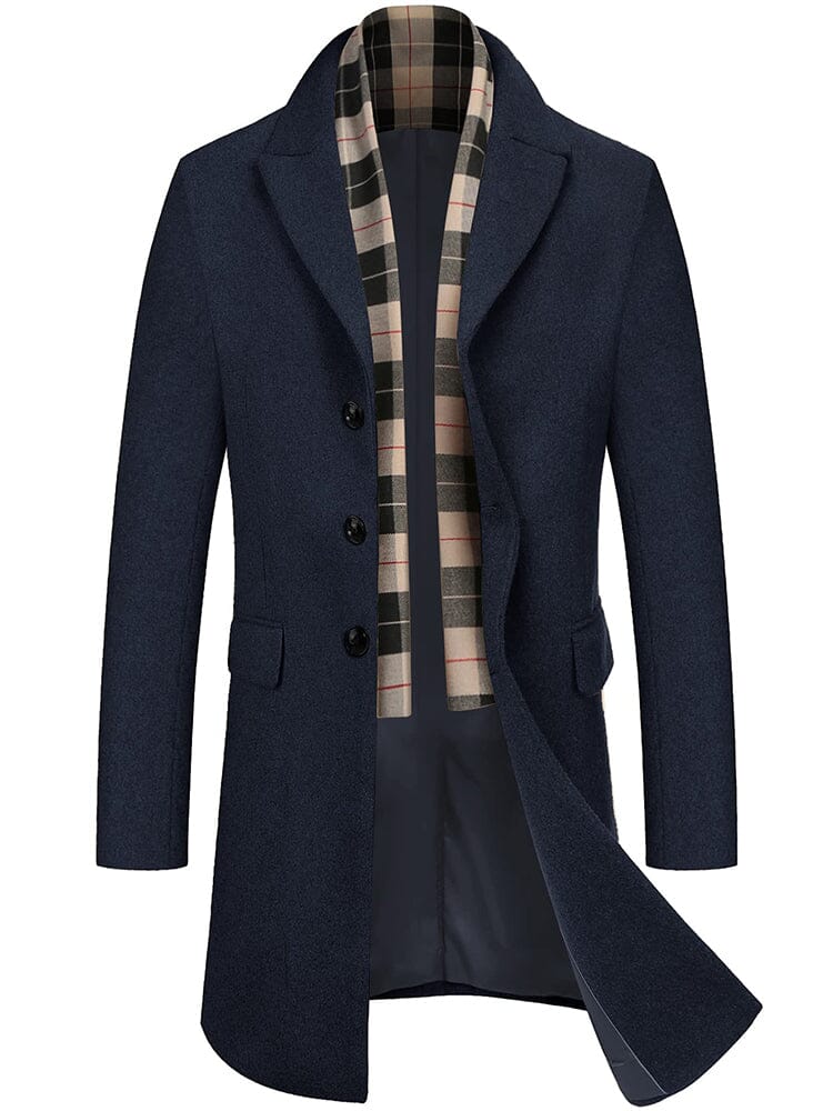 Wool Blend Coat with Detachable Plaid Scarf (US Only) - Image 7