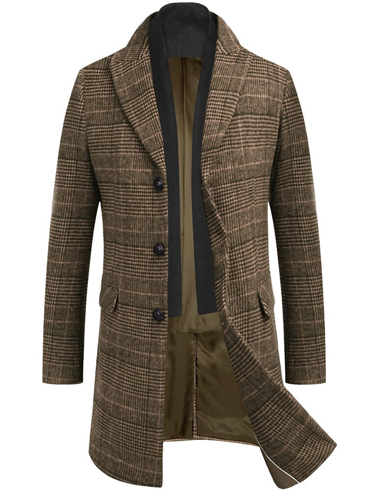 Wool Blend Coat with Detachable Plaid Scarf (US Only) - Image 8