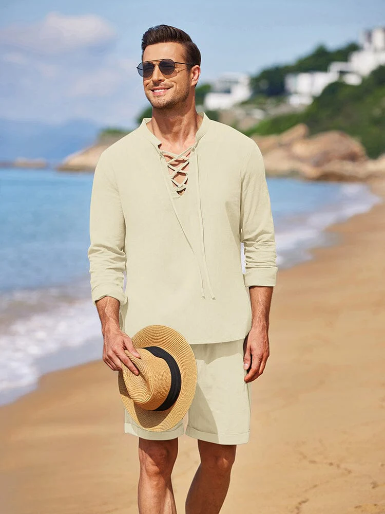Cotton 2 Pieces Henley Shirt Set (US Only) - Image 7