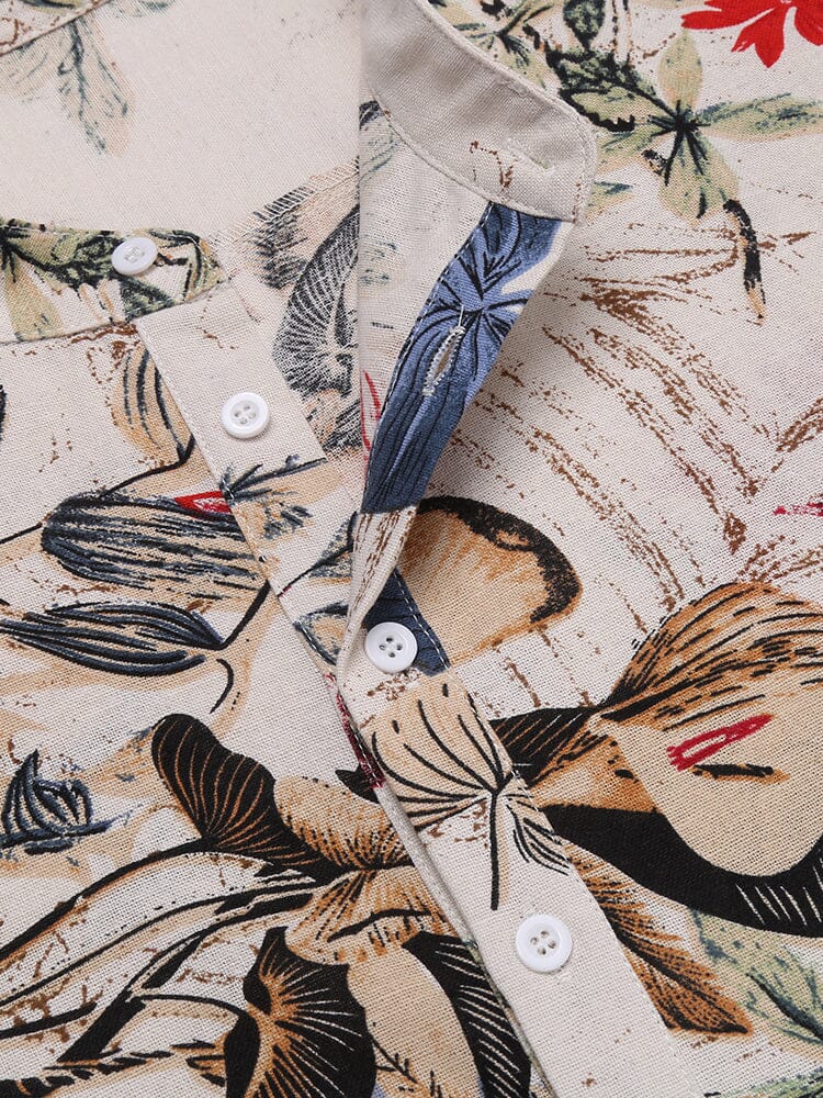 Cotton Linen Floral Henley Shirt (US Only) - Image 17