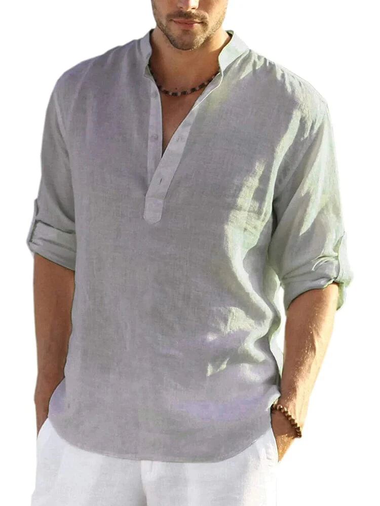 Cotton Linen Style Henley Shirt (US Only) - Image 13
