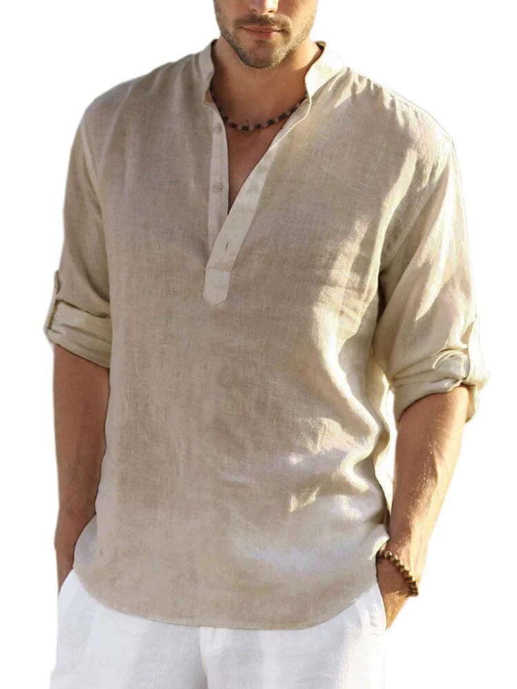 Cotton Linen Style Henley Shirt (US Only) - Image 5