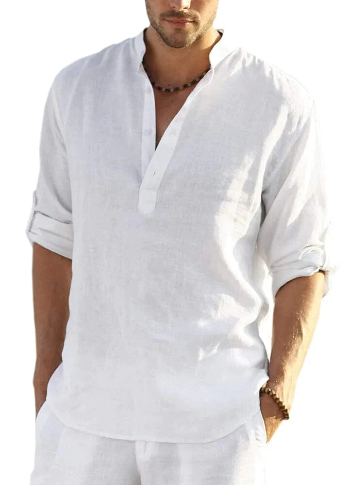 Cotton Linen Style Henley Shirt (US Only) - Image 6