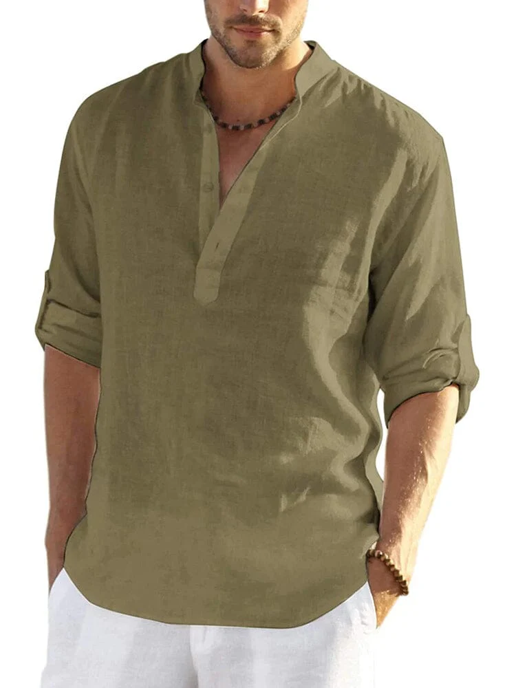 Cotton Linen Style Henley Shirt (US Only) - Image 8