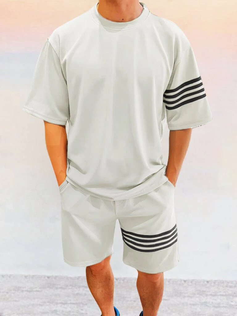 Cozy Striped Splicing Tracksuit Set - Image 2
