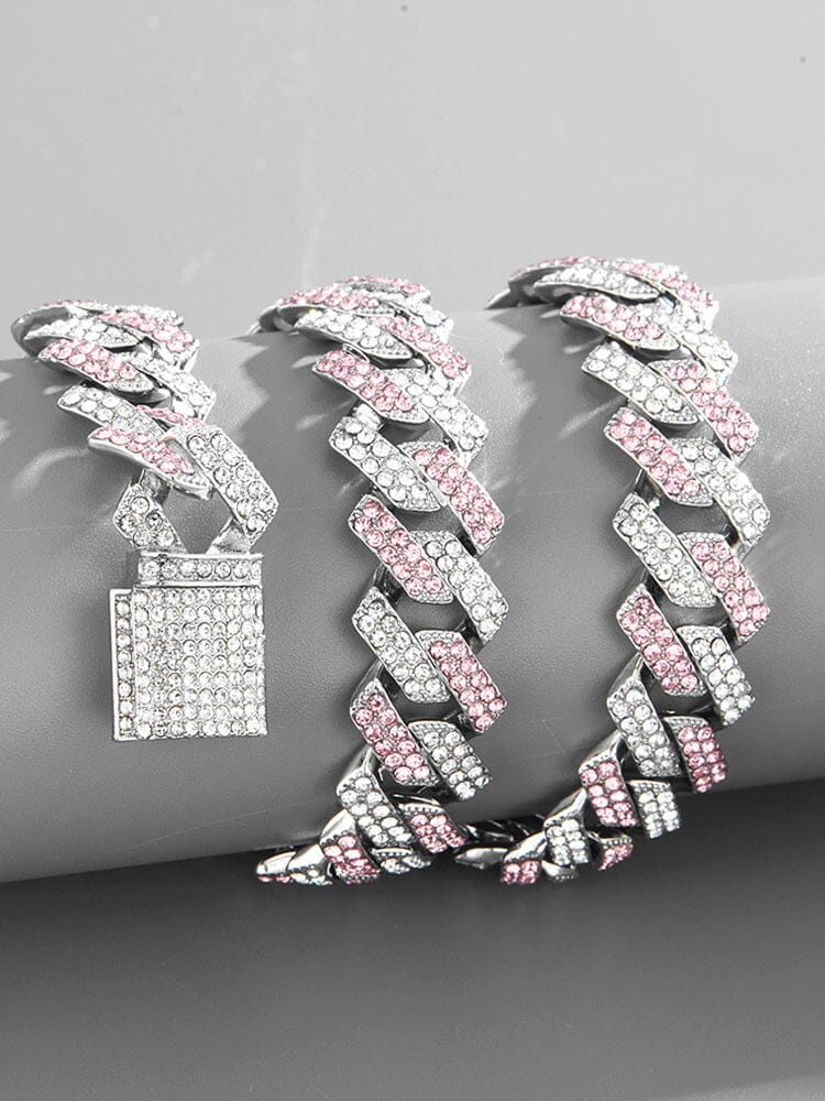 Cuban Link Chain Rhinestone Necklace - Image 7
