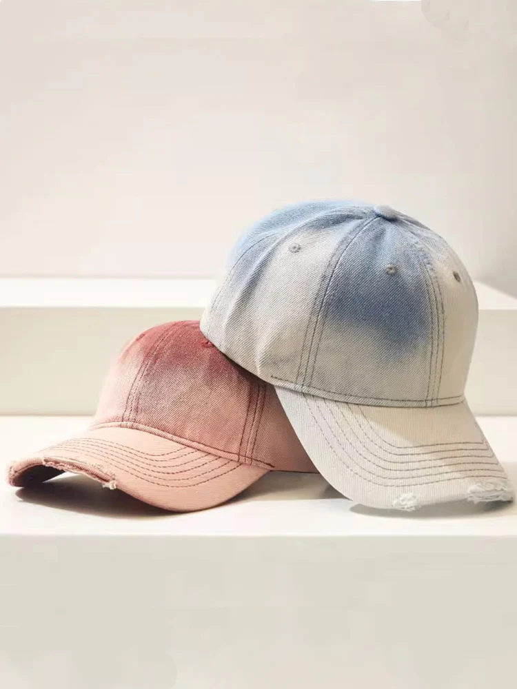 Distressed Gradient Cotton Denim Cap - Image 10