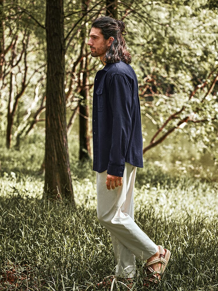 Eco-friendly Cozy Linen Blend Shirt - Image 5