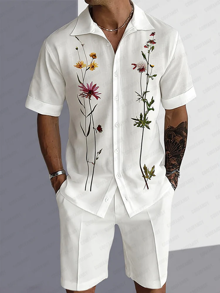 Effortless Floral Print Shirt Shorts Set