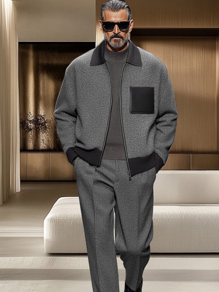 Elegant Colorblock Jacket Pants Set - Image 3