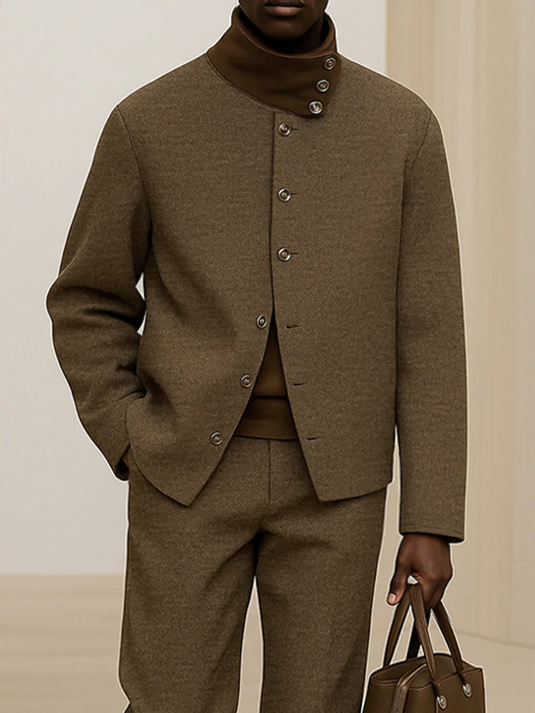 Elegant Designer Stand Collar Suit Set - Image 3