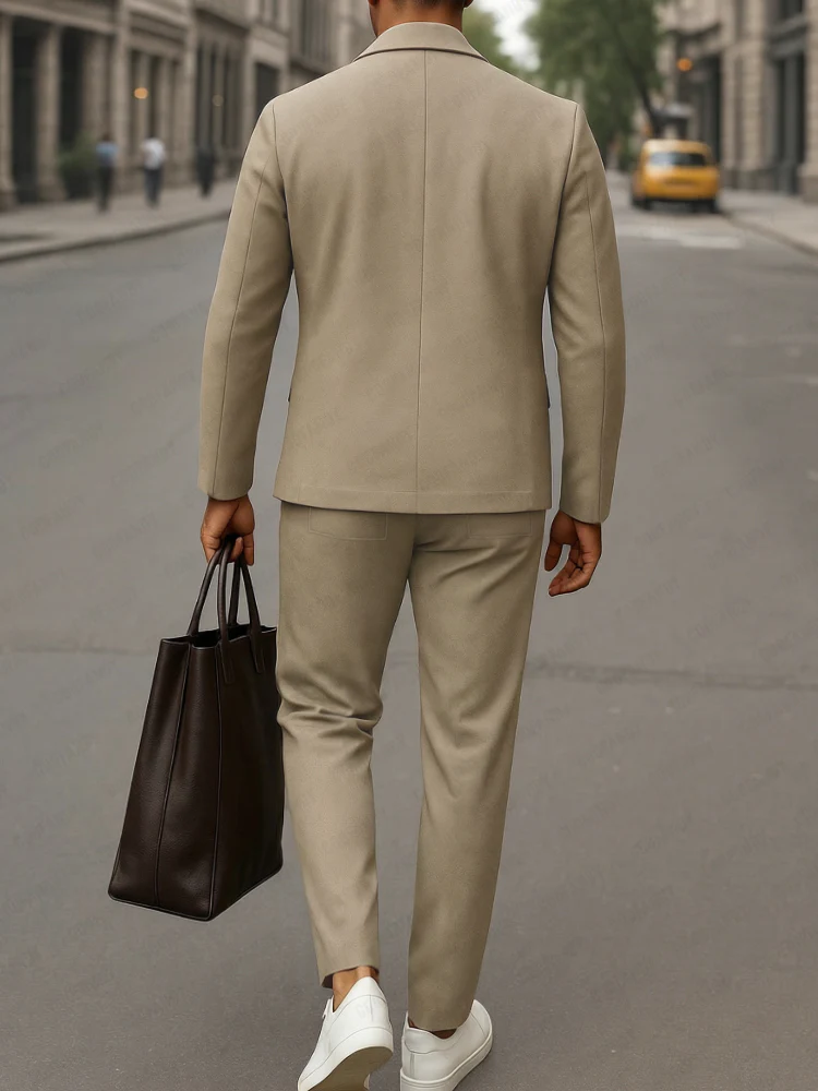 Elegant Modern Slanted Placket Suit Set - Image 3