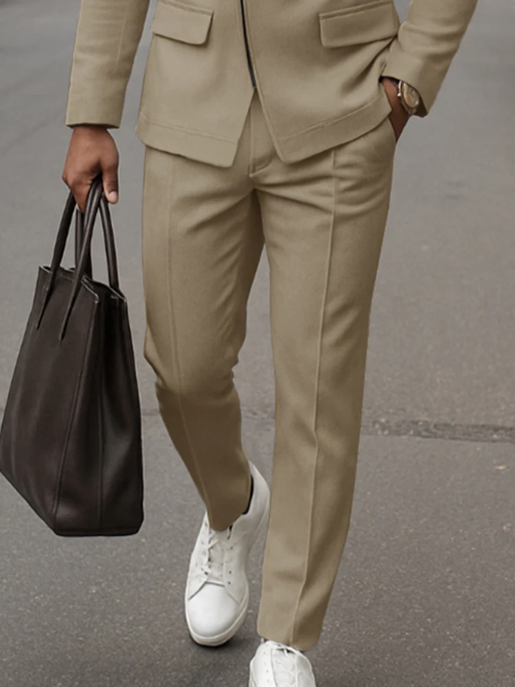 Elegant Modern Slanted Placket Suit Set - Image 5