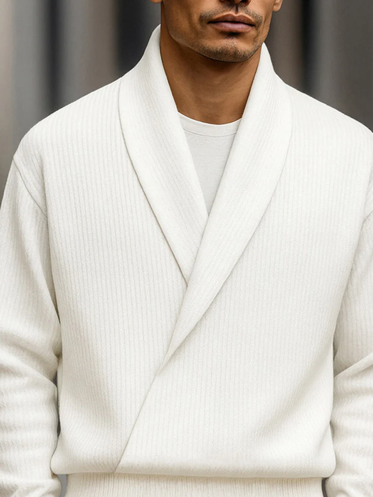 Elegant Shawl Collar Knit Sweater - Image 4