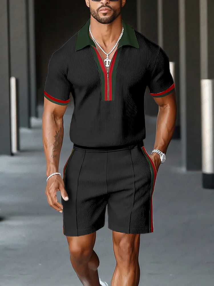 Elegant Stripe Textured Matching Set - Image 2