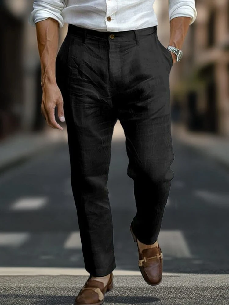 Essential Regular Fit Cotton Linen Pants - Image 2