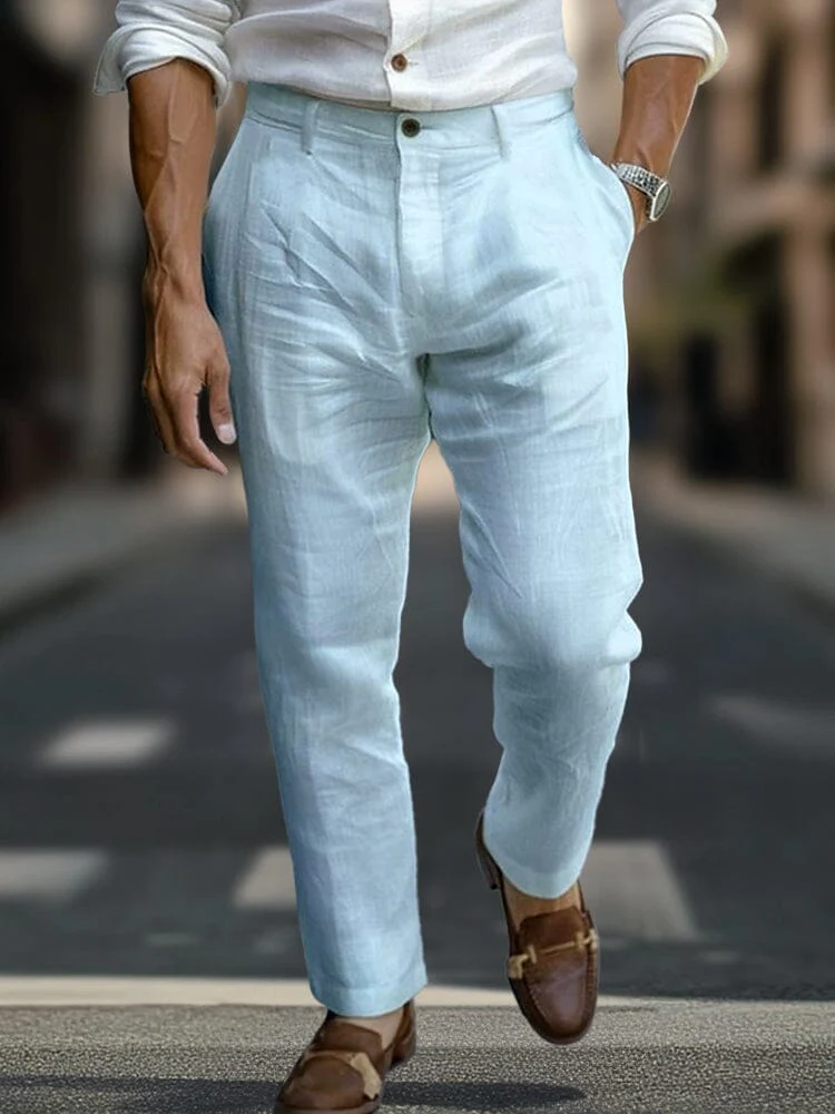 Essential Regular Fit Cotton Linen Pants - Image 3