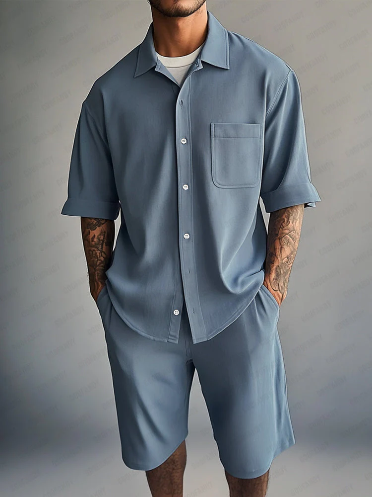 Essential Relaxed Fit Shirt Shorts Set - Image 5