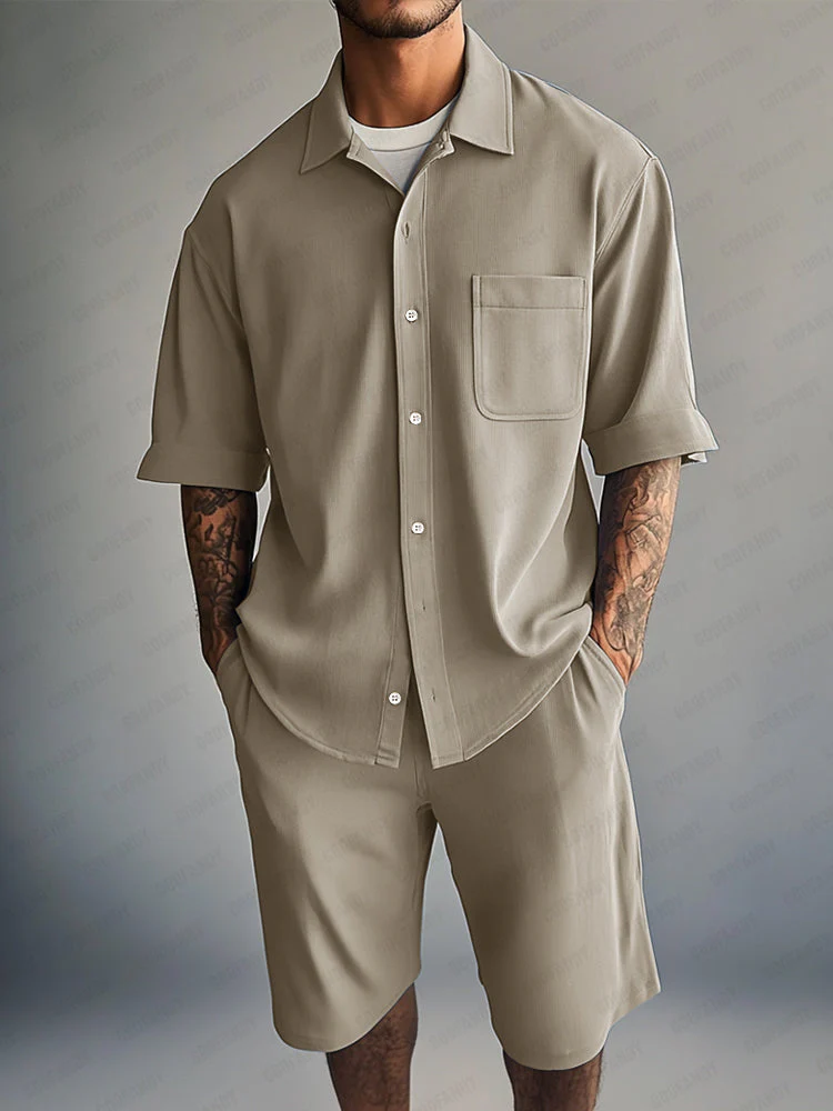 Essential Relaxed Fit Shirt Shorts Set - Image 6