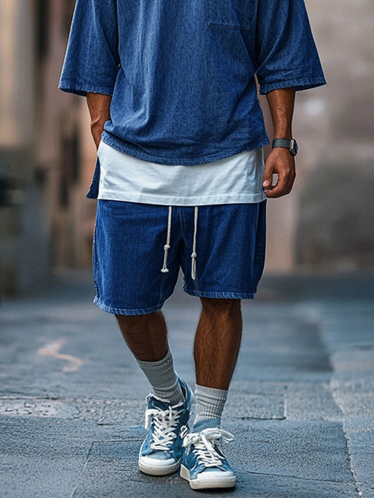 Fake Two-Piece Denim T-shirt Set - Image 4