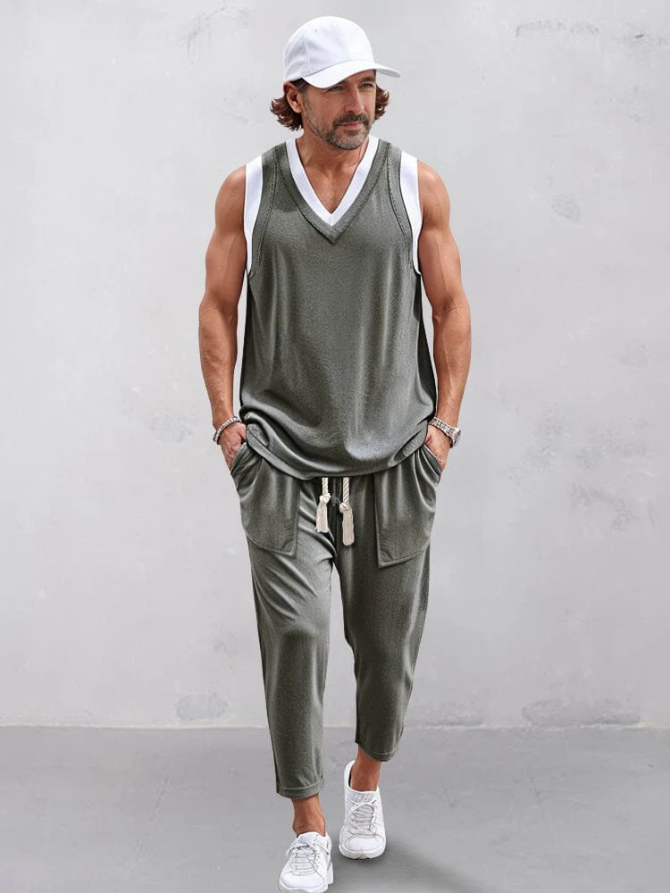 Fake Two-Piece Tank Top and Pants Set - Image 6