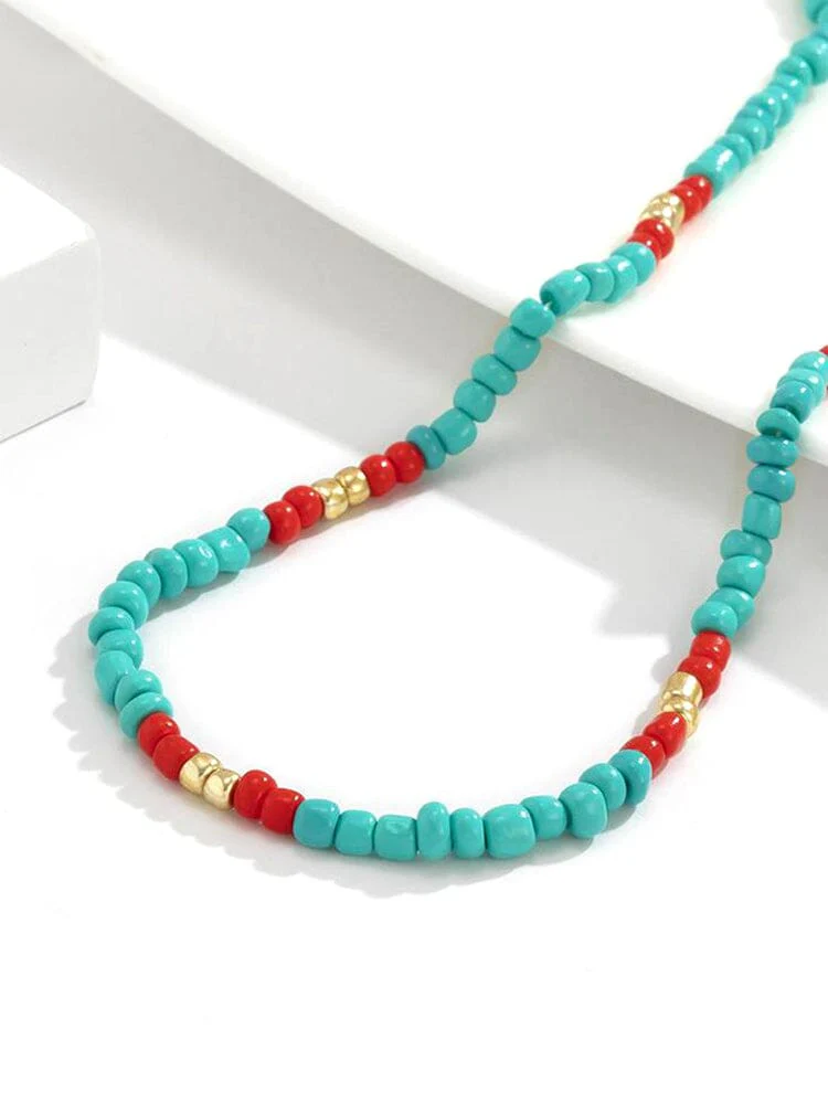 Fashion Colorblock Beaded Necklace - Image 3
