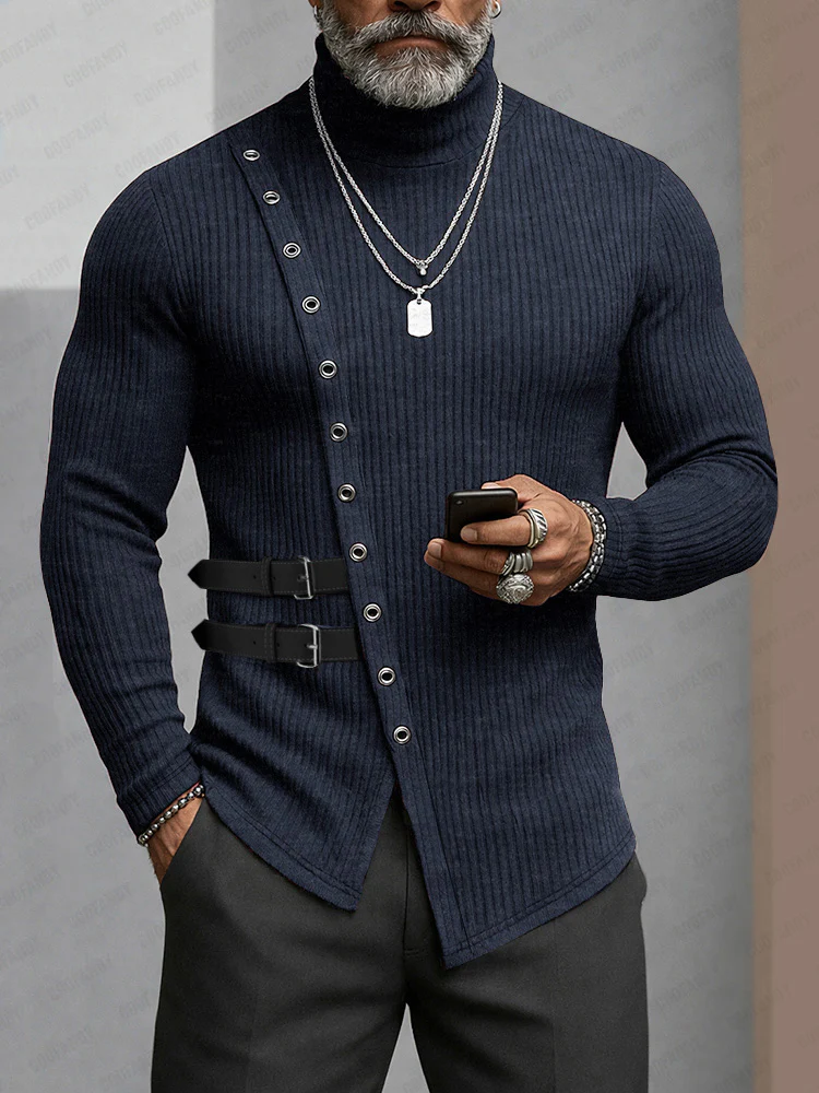 Fashion Designer Asymmetric Knit Undershirt - Image 4