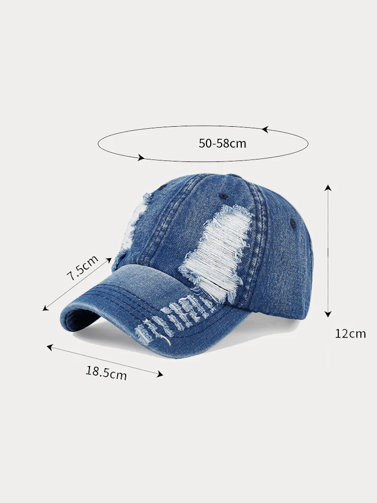 Fashion Destroyed Torn Denim Cap - Image 4