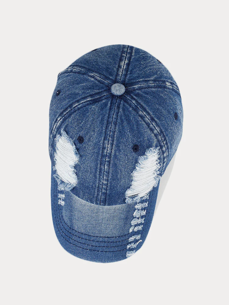 Fashion Destroyed Torn Denim Cap - Image 5