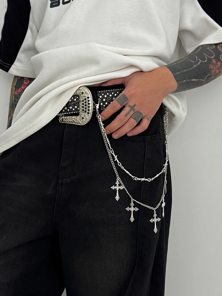 Fashion Double Layer Cross Pendant Pants Chain - Image 7