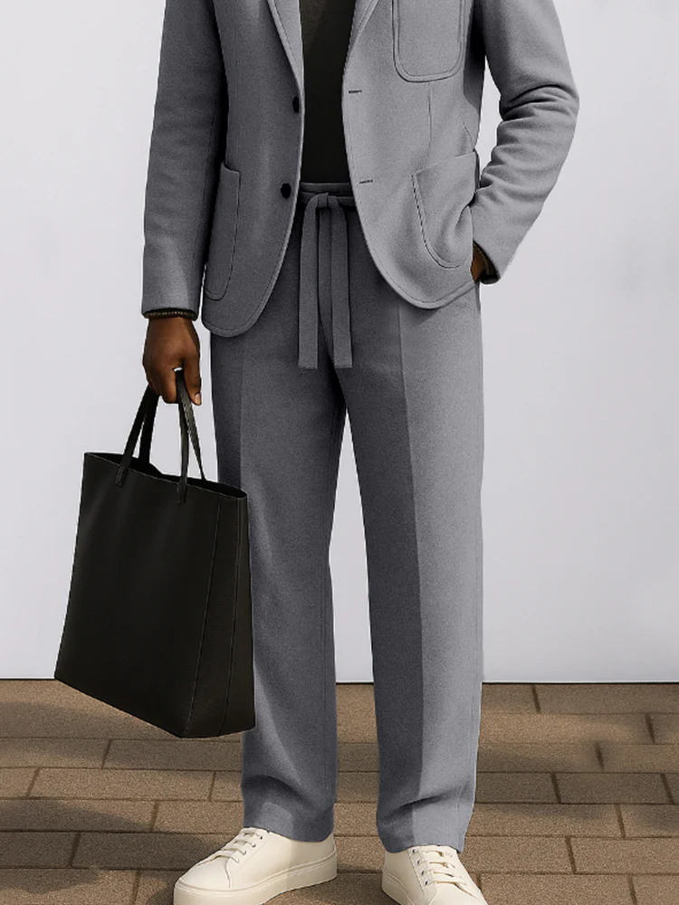 Fashion Suede Contrast Color Suit Set - Image 4