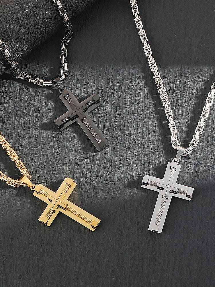 Gothic Alloy Cross Pendant Necklace - Image 5