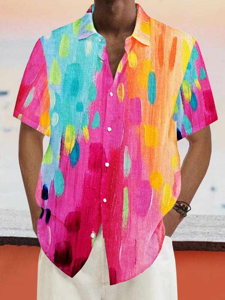 Graffiti Painted Cotton Linen Shirt - Image 4