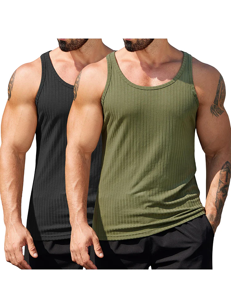 Gym Muscle 2 Packs Ribbed Knit Tank Top (US Only) - Image 5