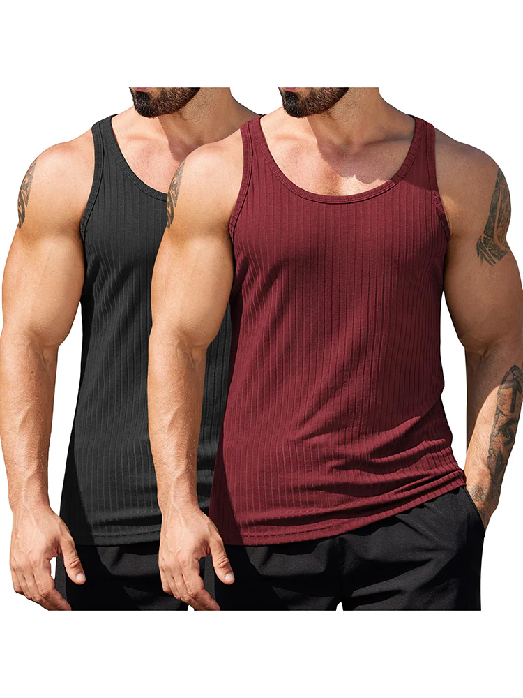 Gym Muscle 2 Packs Ribbed Knit Tank Top (US Only) - Image 7